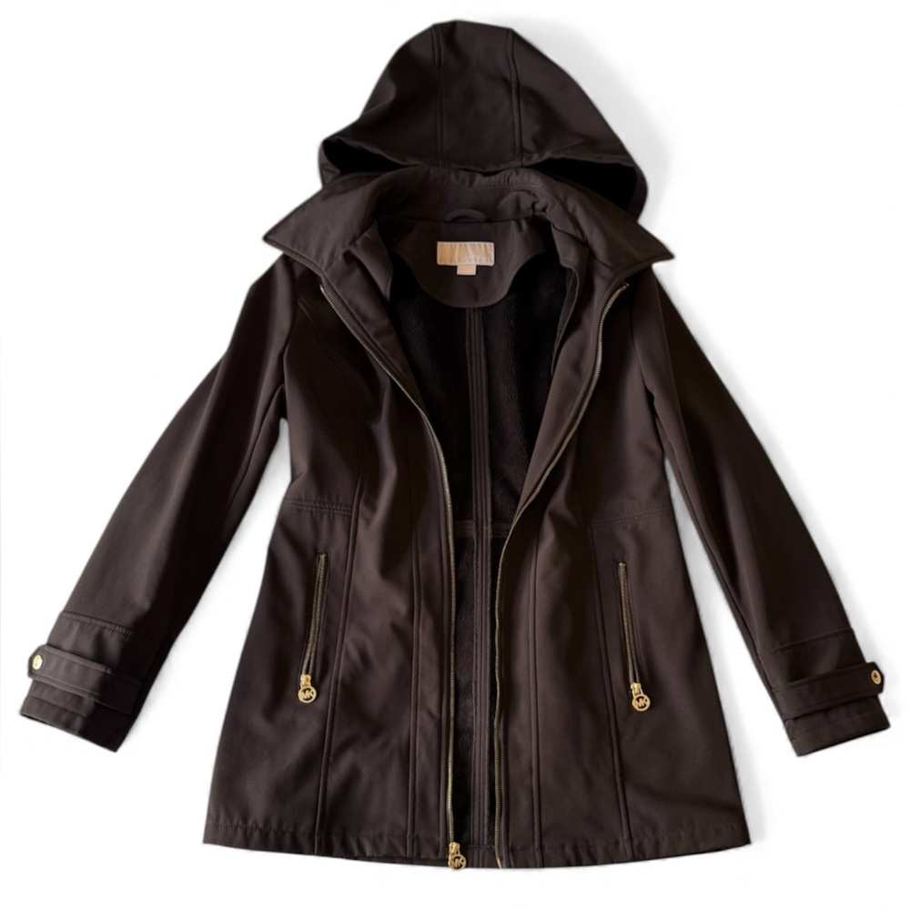 Michael Kors Hooded Fleece Lined Rain Coat Size M